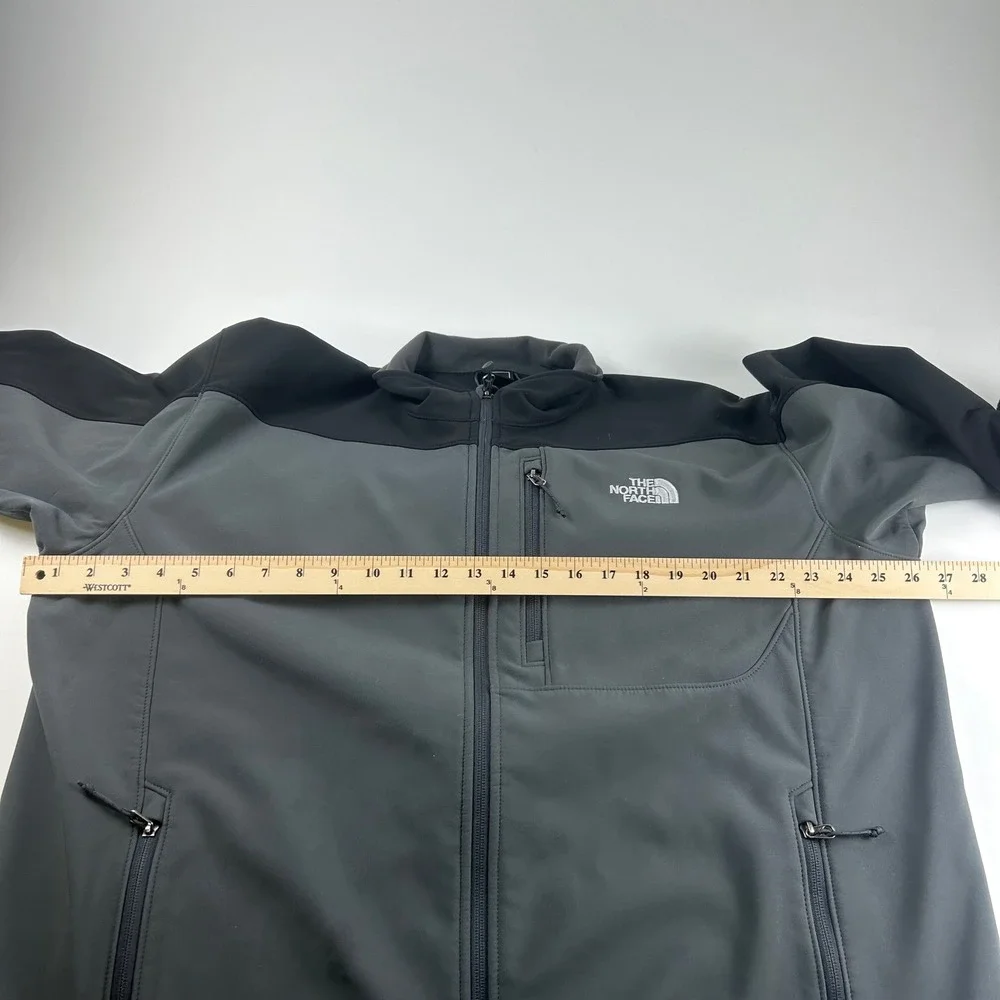 The North Face Men's XXL Apex Softshell Jacket Grey Black Full Zip Fleece Lined